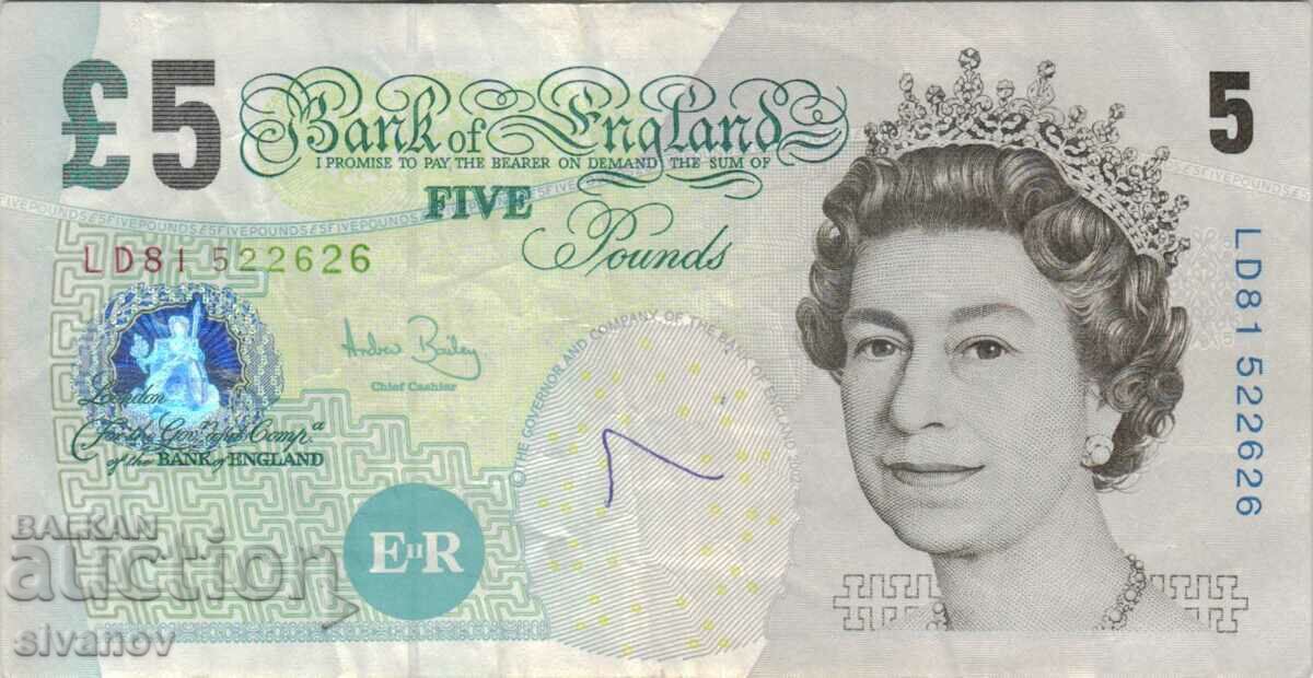 Great Britain 5 pounds 2002 (2004) P 391c #4835 with price 24.99 BGN | € 12.78 Great Britain 5 pounds 2002 (2004) P 391c #4835 with price 24.99 BGN | € 12.78