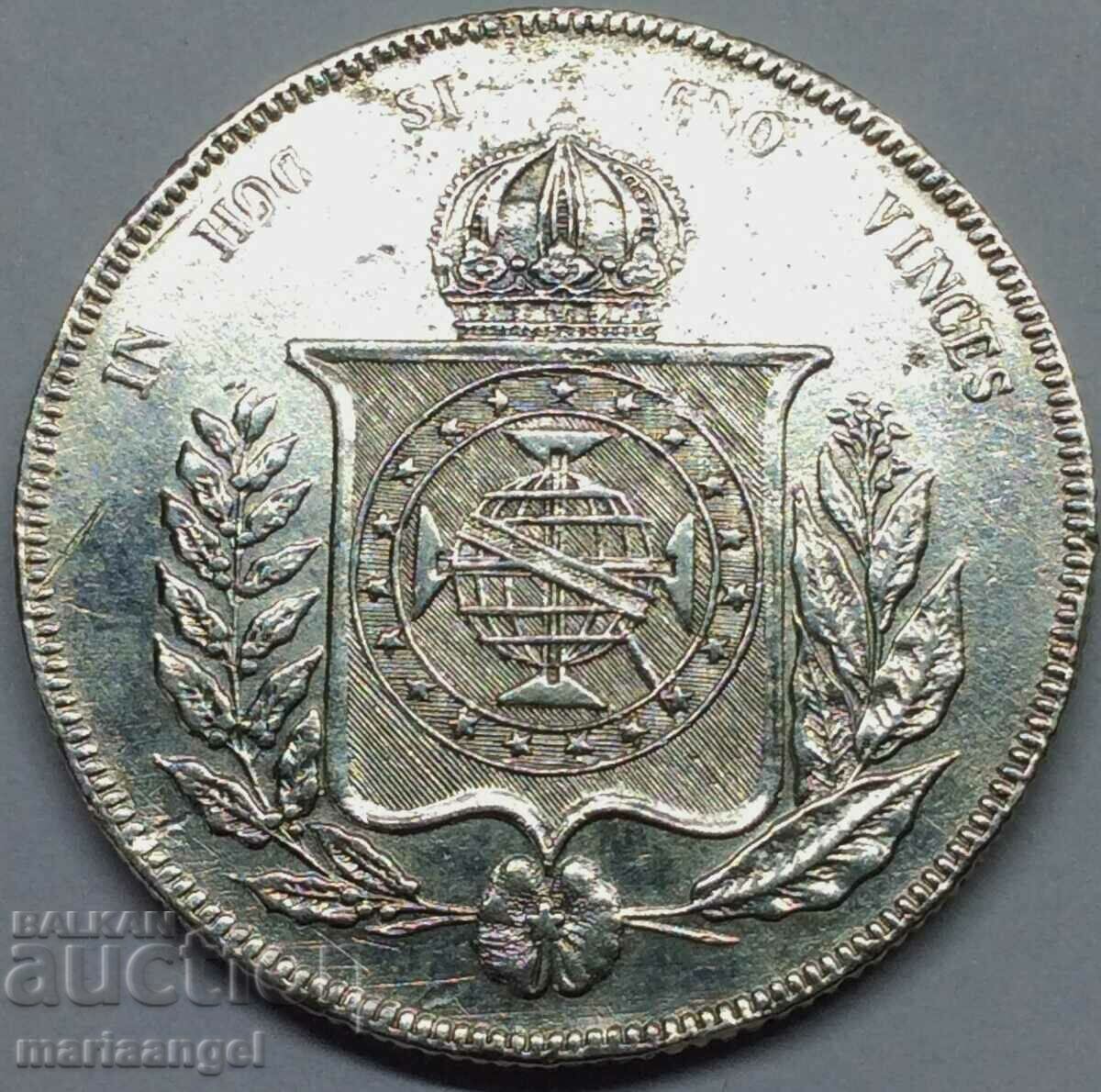 Brazil 1686 1000 Reis Petrus II silver