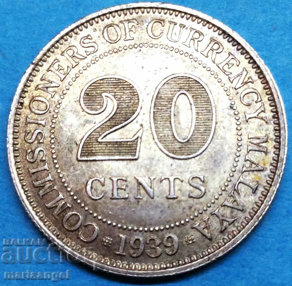 20 σεντς 1939 Ασημένια χρυσή πατίνα Little Britain