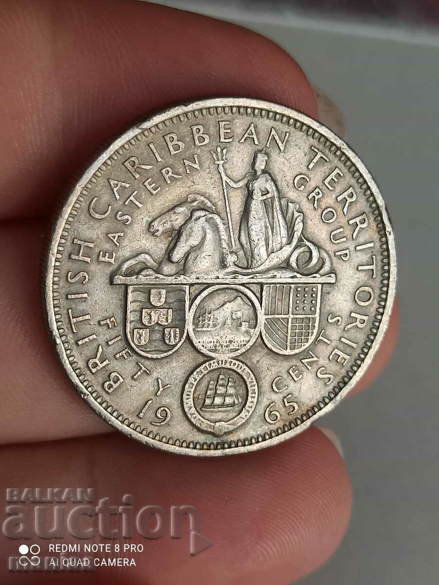 British Caribbean Territories 50 cents 1965 with price 29.00 BGN | € 14.83 British Caribbean Territories 50 cents 1965 with price 29.00 BGN | € 14.83