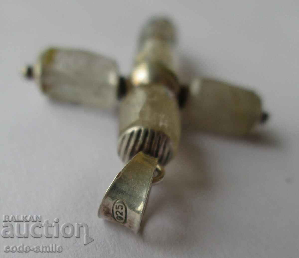 Delivery of Unique Old Silver Cross with Mountain Crystals Pendant