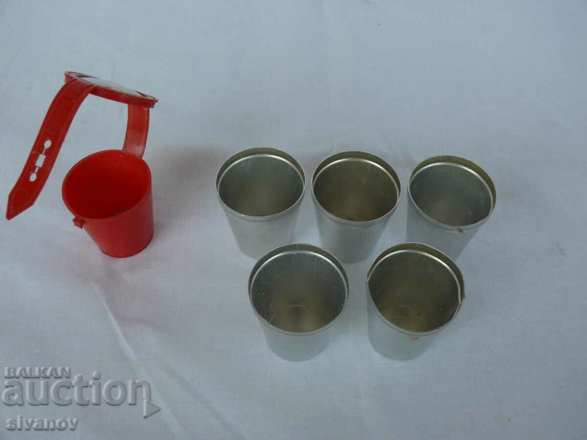 Old Soviet set of 5 aluminum cups #1397 with price 14.99 BGN | € 7.66 Old Soviet set of 5 aluminum cups #1397 with price 14.99 BGN | € 7.66