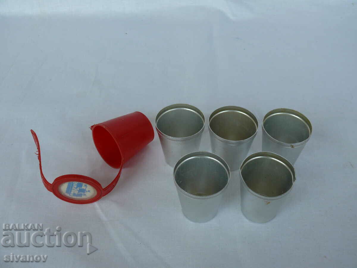 Auction Old Soviet set of 5 aluminum cups #1397 Auction Old Soviet set of 5 aluminum cups #1397