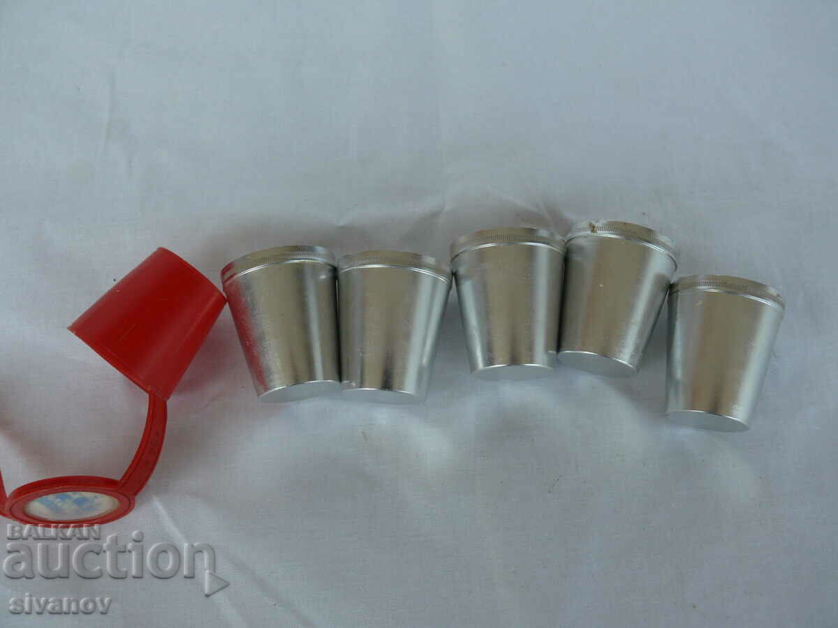 Delivery of Old Soviet set of 5 aluminum cups #1397 Delivery of Old Soviet set of 5 aluminum cups #1397