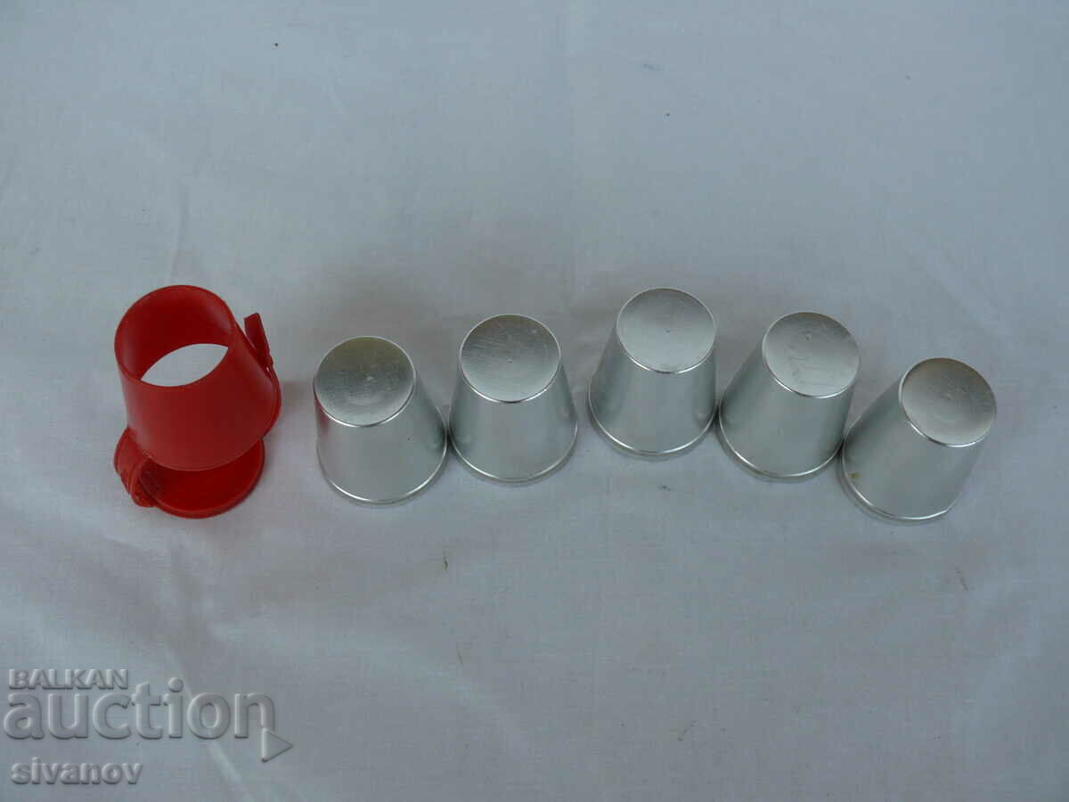 Old Soviet set of 5 aluminum cups #1397 - 5 Old Soviet set of 5 aluminum cups #1397 - 5