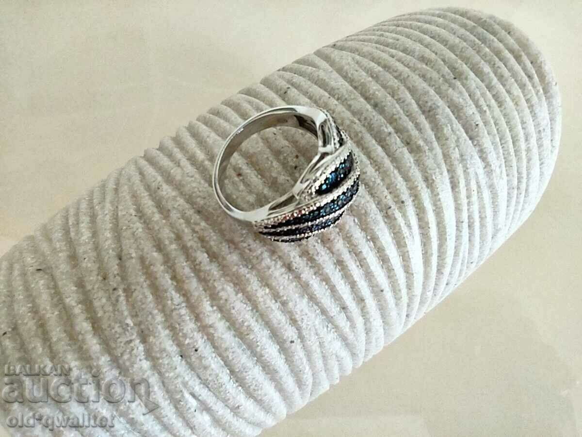 Delivery of RING, Silver 925, blue Diamonds Delivery of RING, Silver 925, blue Diamonds