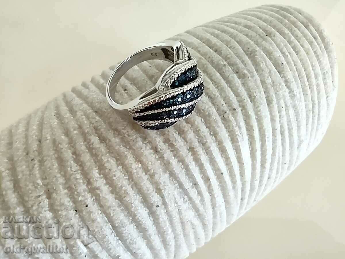RING, Silver 925, blue Diamonds - 6 RING, Silver 925, blue Diamonds - 6