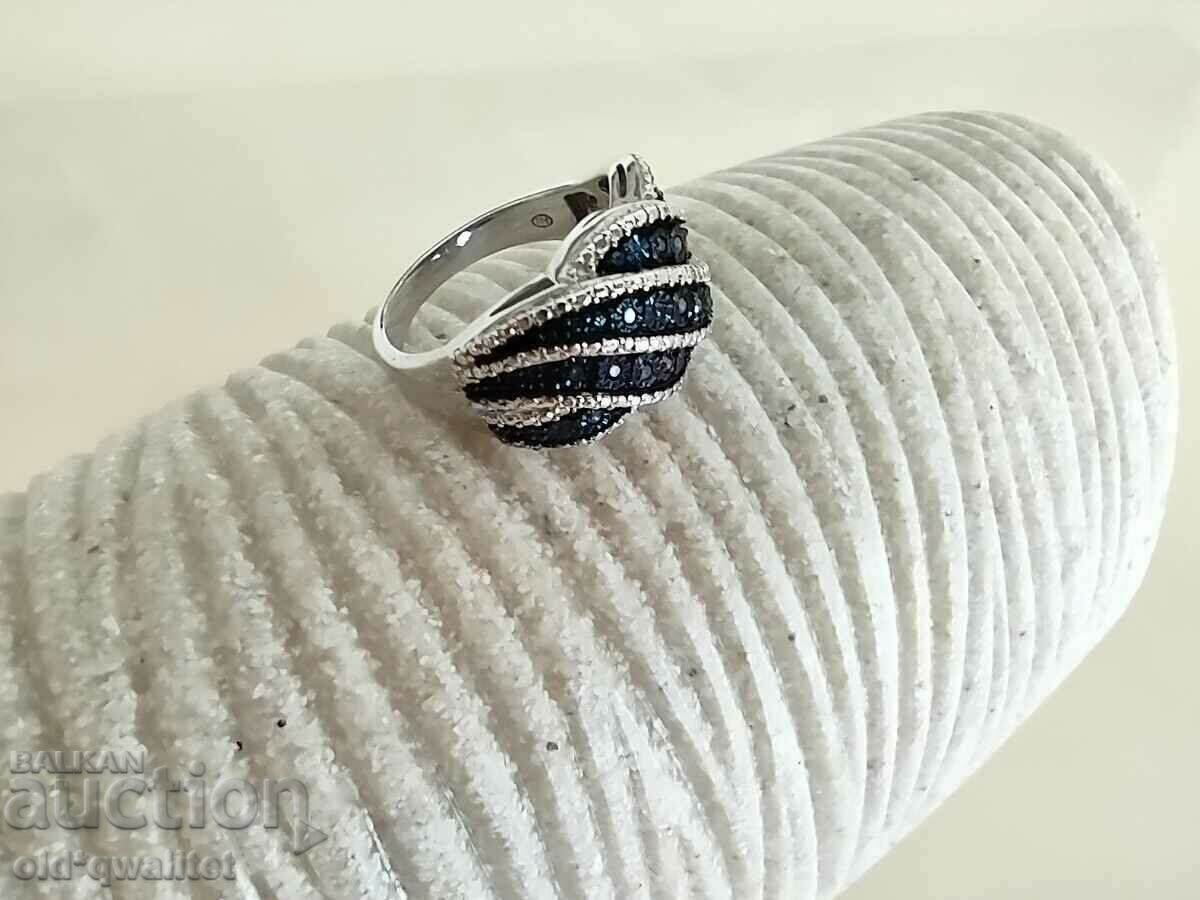RING, Silver 925, blue Diamonds - 7 RING, Silver 925, blue Diamonds - 7