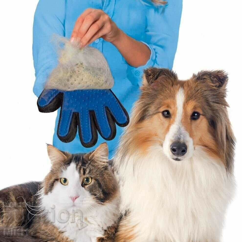 Glove for combing and shedding hair for cats and dogs