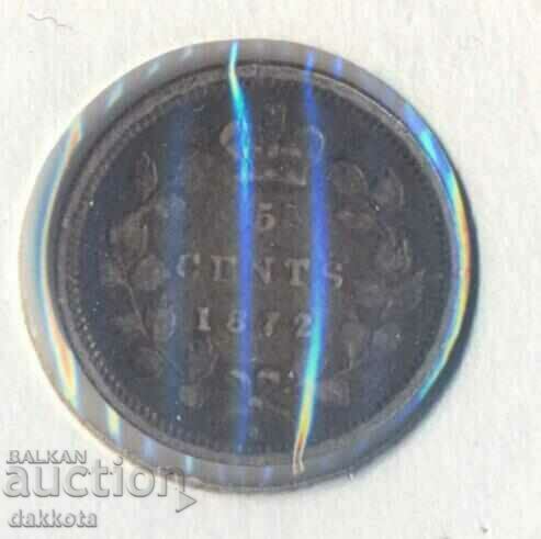 Canada 5 cenți 1872, argint