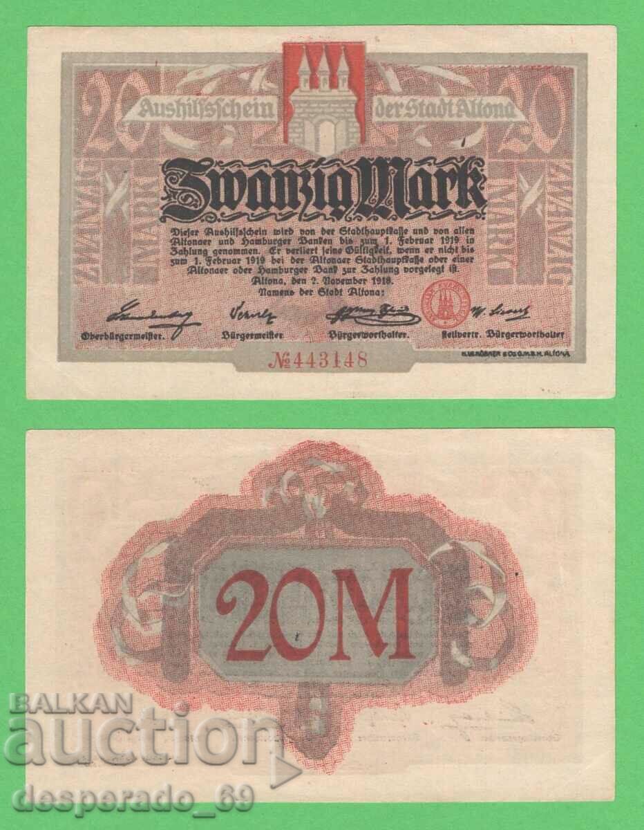 (¯`'•.¸ГЕРМАНИЯ (Altona) 20 марки 1918 UNC¸.•'´¯)