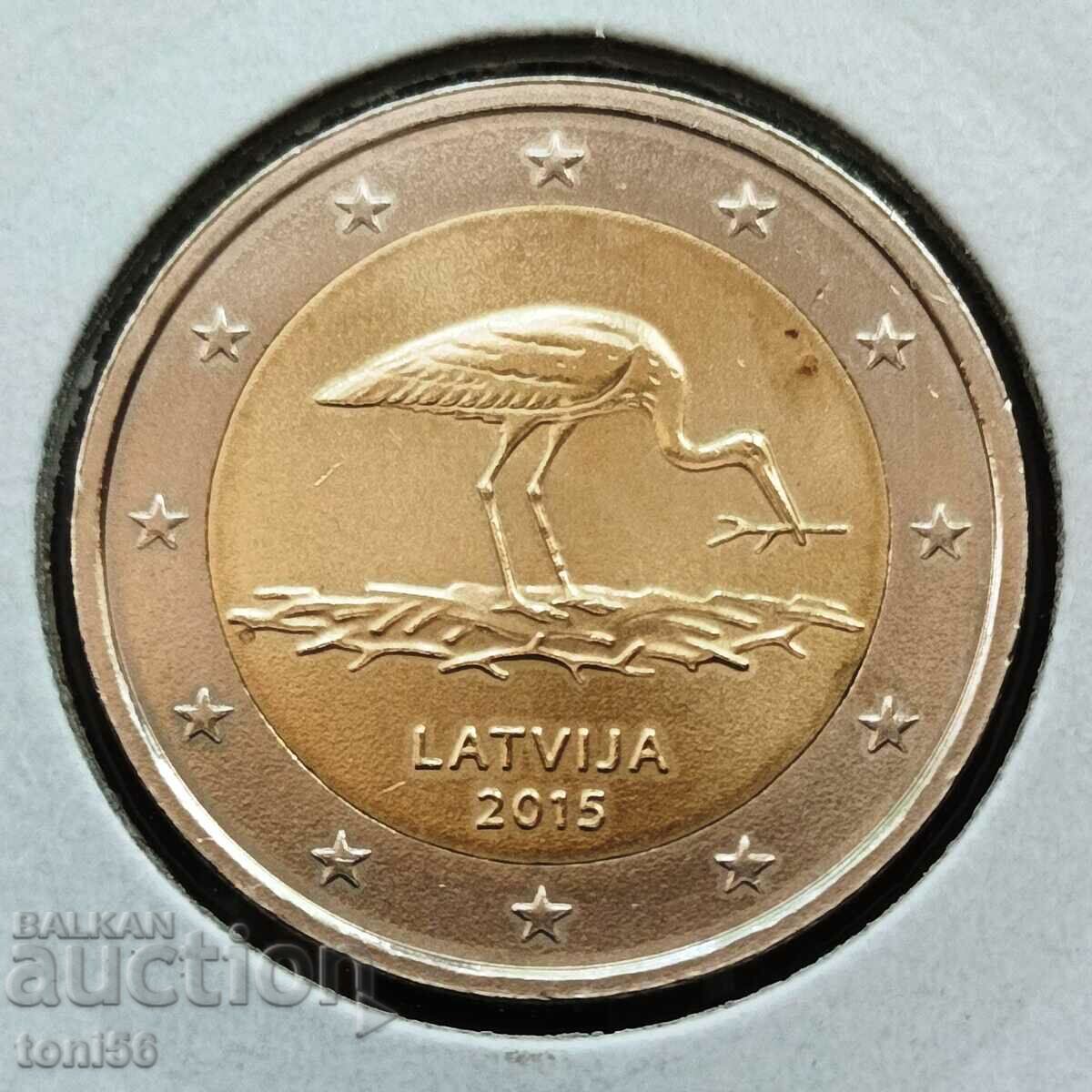 Латвия 2 евро 2015 - щъркел