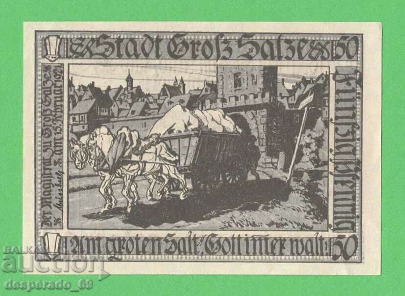 (¯`'•.¸NOTGELD (гр. Groß Salze) 1921 UNC -50 пфенига¸.•'´¯)