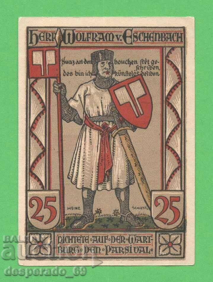 (¯`'•.¸NOTGELD (гр. Eisenach) 1922 UNC -25 пфенига•'´¯)