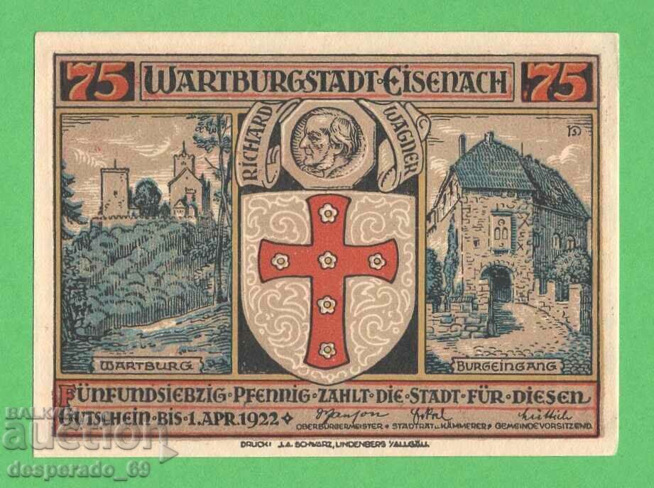 (¯`'•.¸NOTGELD (City of Eisenach) 1922 UNC -75 pfennig¸.•'´¯) with price 3.50 BGN | € 1.79 (¯`'•.¸NOTGELD (City of Eisenach) 1922 UNC -75 pfennig¸.•'´¯) with price 3.50 BGN | € 1.79