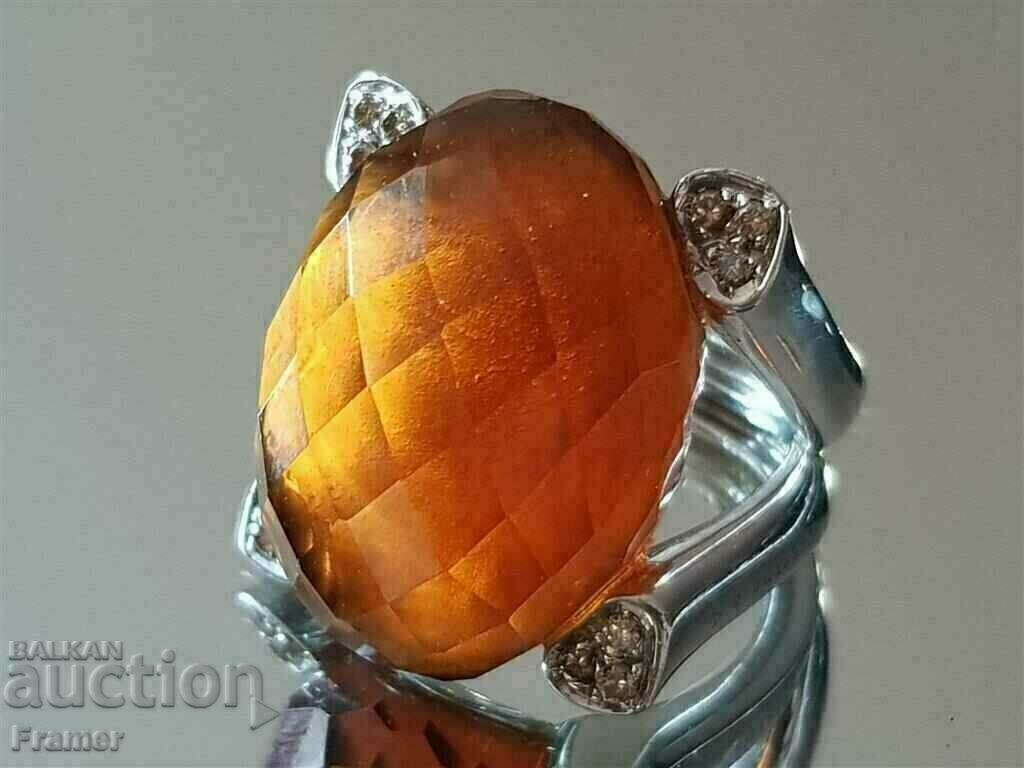 GOLD 18K DIAMONDS 12 DIAMONDS HUGE CITRINE RING with price 5500.00 BGN | € 2812.11 GOLD 18K DIAMONDS 12 DIAMONDS HUGE CITRINE RING with price 5500.00 BGN | € 2812.11