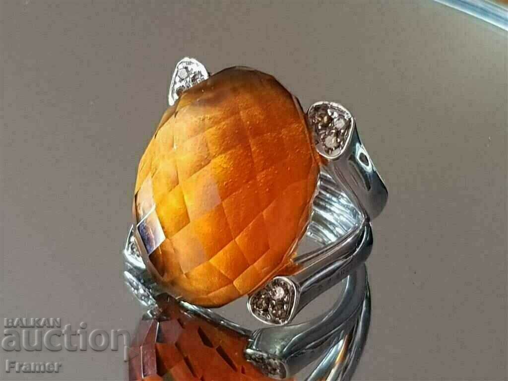 Auction GOLD 18K DIAMONDS 12 DIAMONDS HUGE CITRINE RING Auction GOLD 18K DIAMONDS 12 DIAMONDS HUGE CITRINE RING