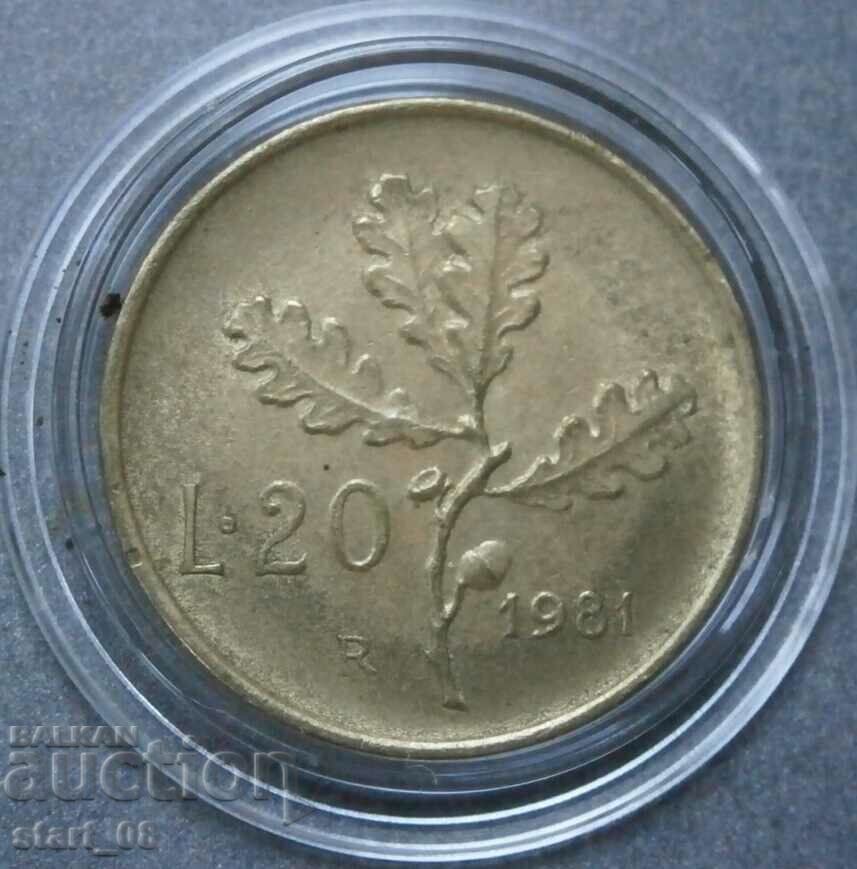 Italy 20 pounds 1981