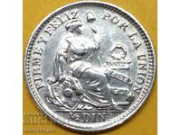 Peru 1/2 Dinero 1916 Silver