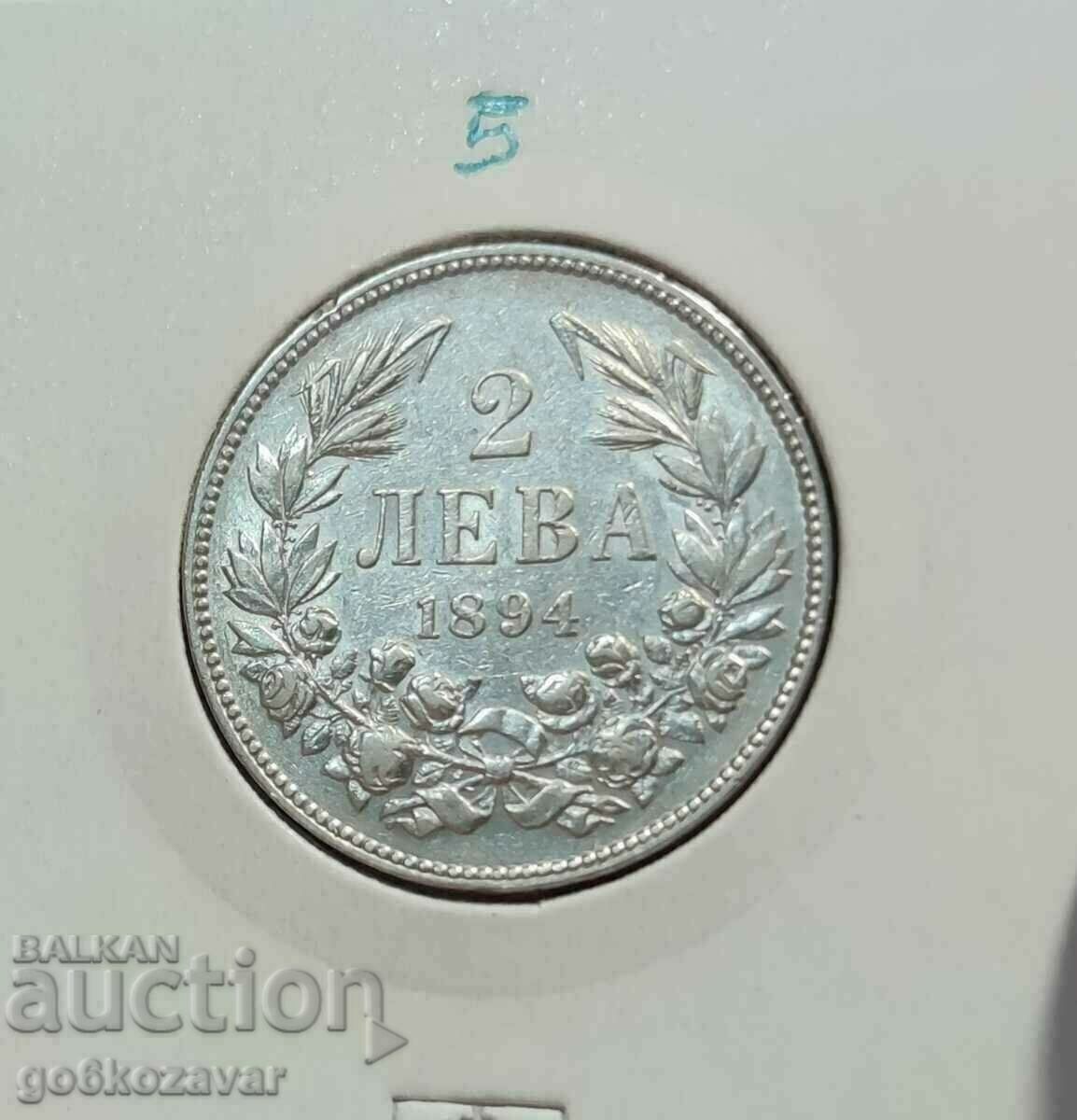 Bulgaria 2 BGN 1894 Argint! Rar.!