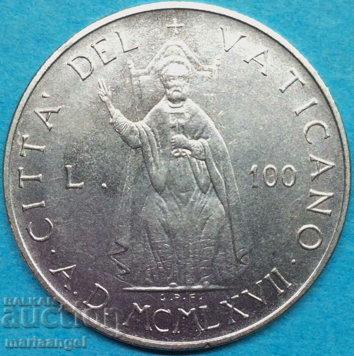 100 лири 1967 Ватикана 27мм