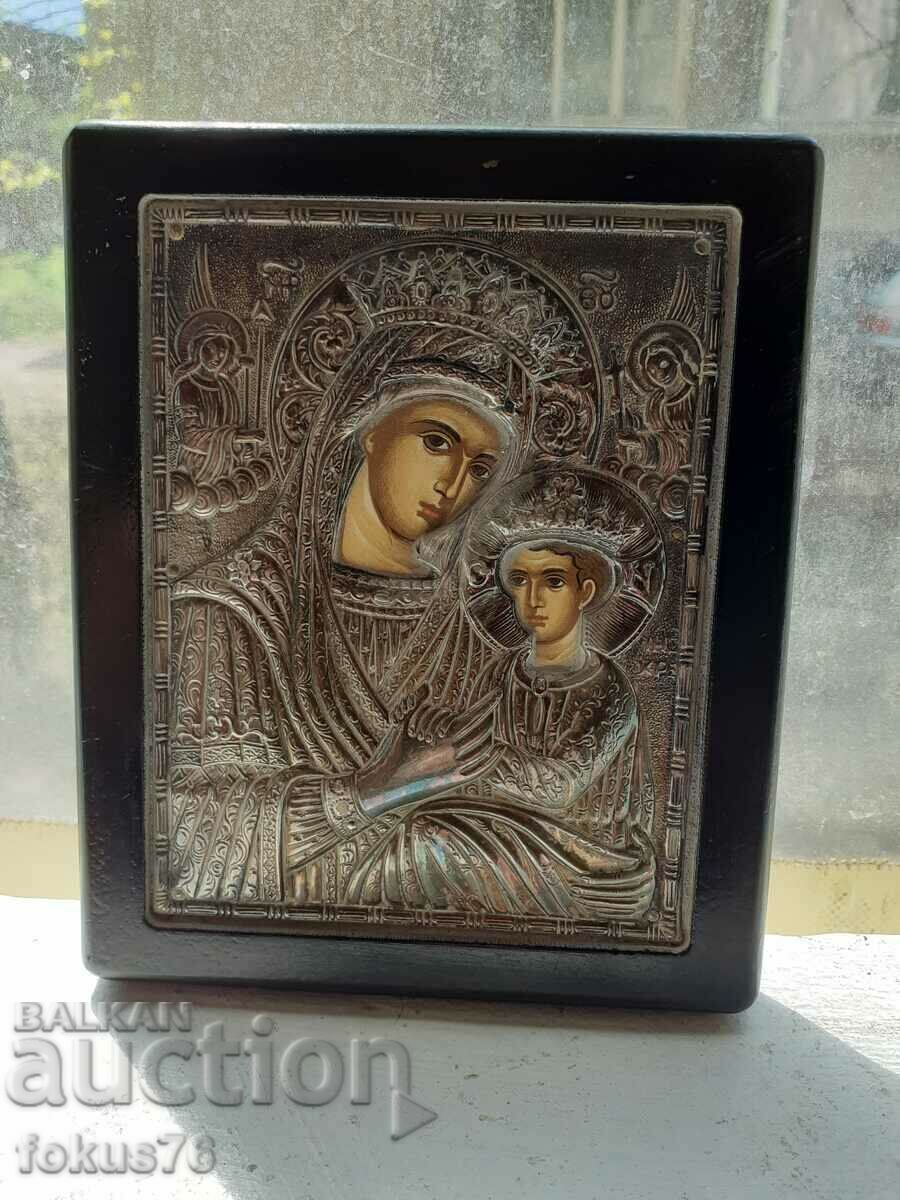 Uniquely beautiful silver icon of the Mother of God with the baby with price 90.00 BGN | € 46.02