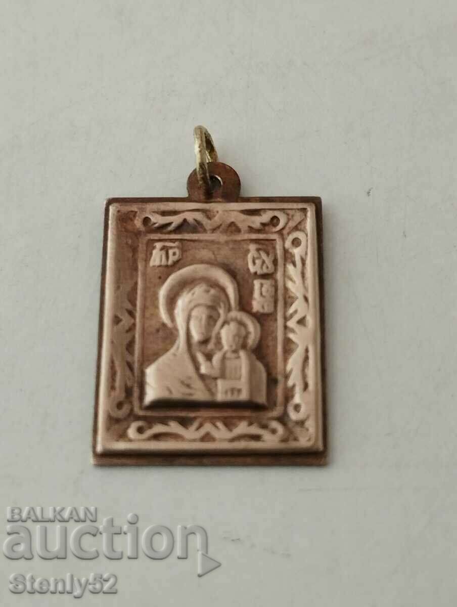 Icoana medalion a Fecioarei Maria cu dimensiunile 1,9/1,5 cm