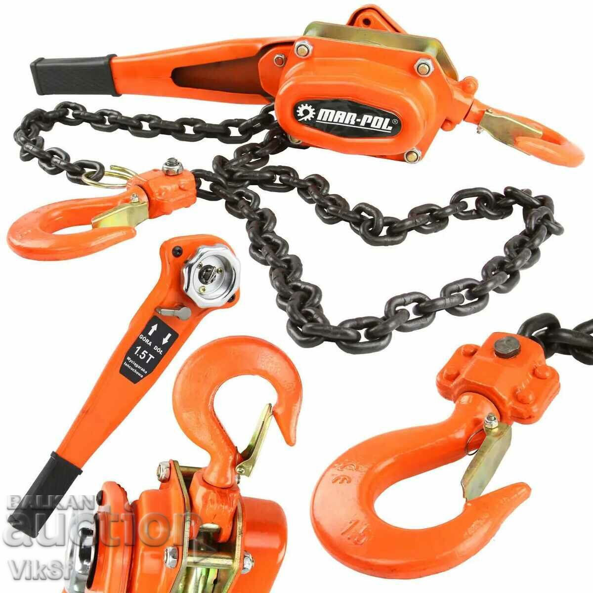 Chain winch with ratchet 3t/2m Mar-Pol with price 250.00 BGN | € 127.82