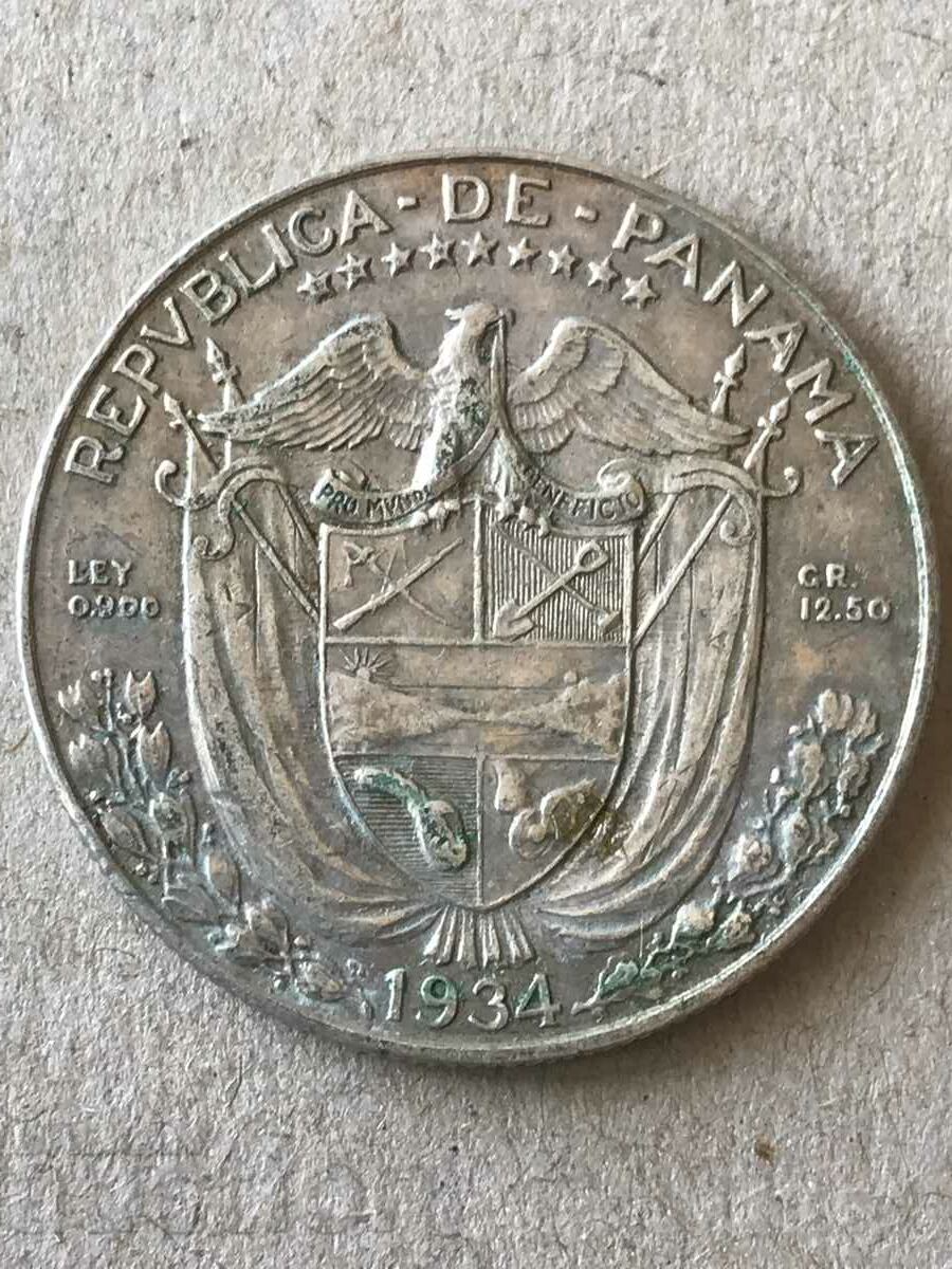 Panama 1/2 Balboa 1934 Silver