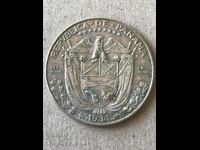Panama 1/2 Balboa 1934 Silver