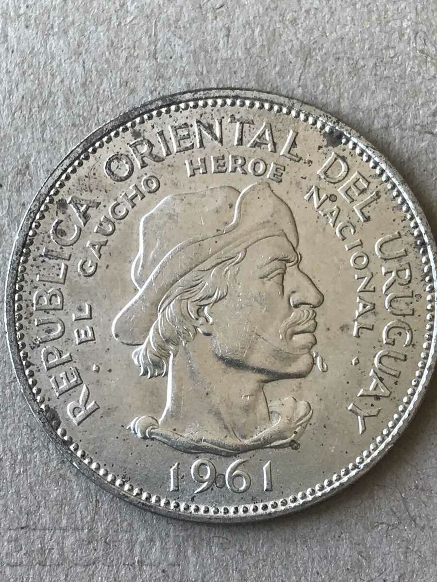 Uruguay 10 Pesos 1961 Anniversary Silver Coin UNC