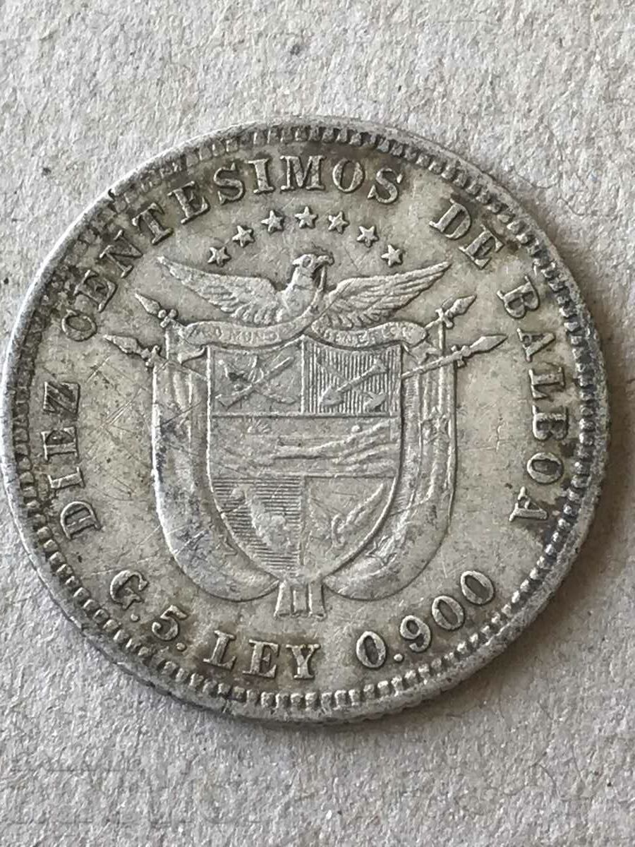 Панама 10 сентесимос от балбоа 1904 сребро