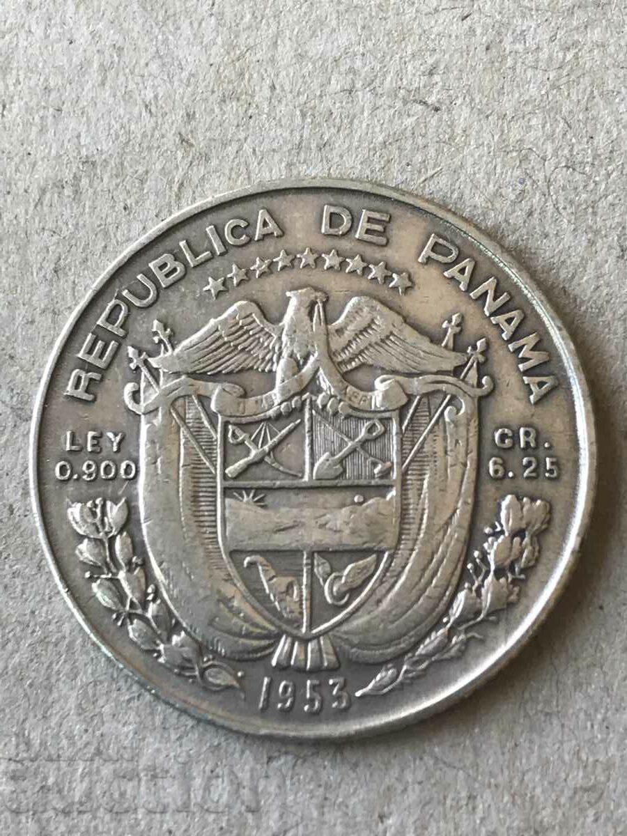 Moneda de argint Panama 1/4 Balboa 1953 Jubilee