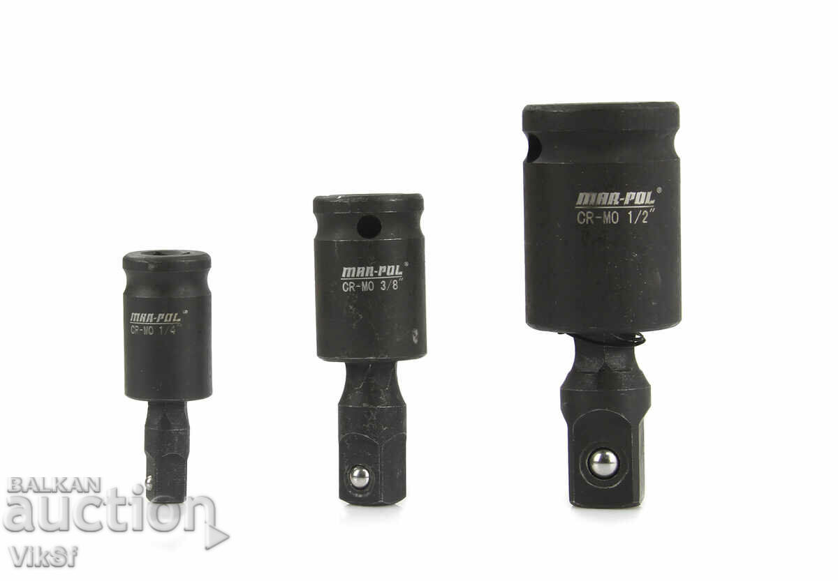Set of impact carriages 3 pieces ( 1/2″; 1/4″; 3/8″ ) MARPOL with price 35.50 BGN | € 18.15 Set of impact carriages 3 pieces ( 1/2″; 1/4″; 3/8″ ) MARPOL with price 35.50 BGN | € 18.15