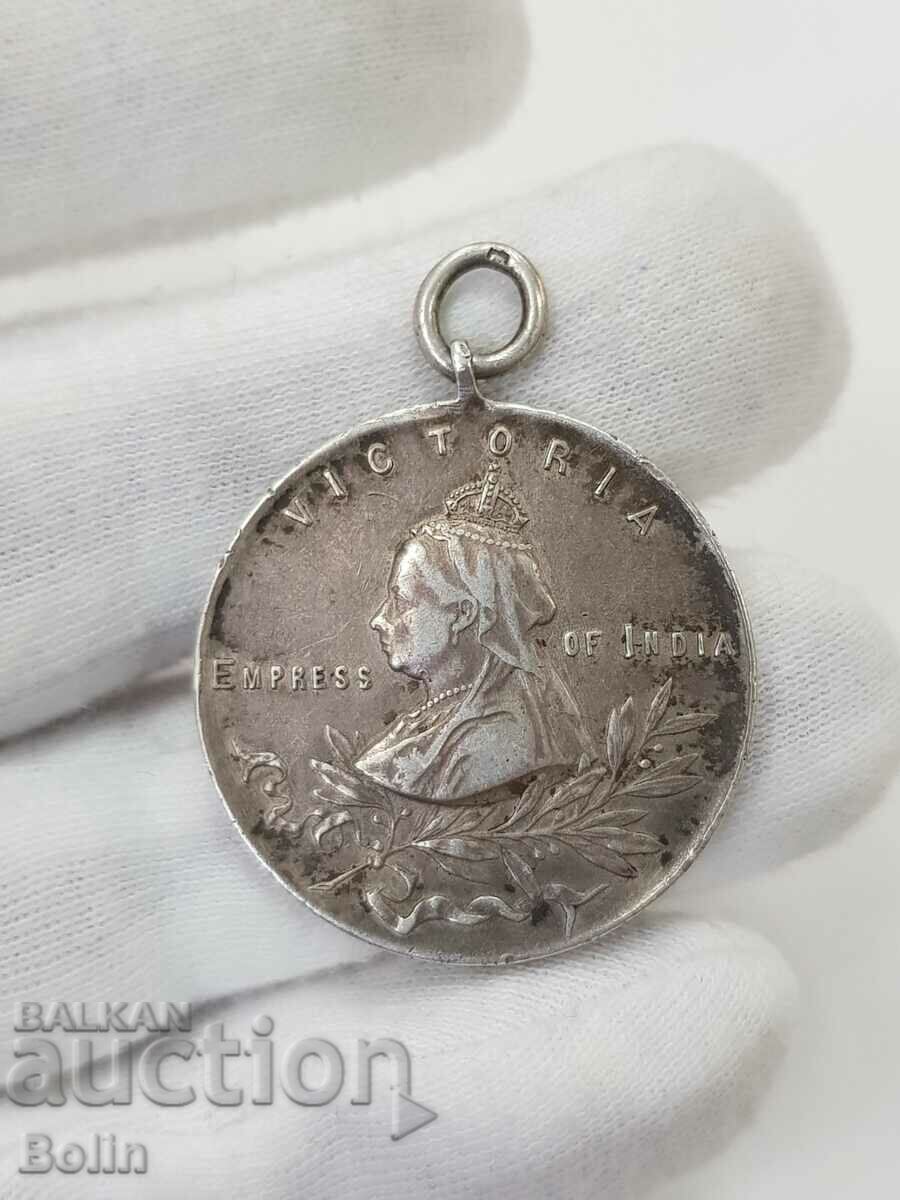 Рядък английски сребърен медал Виктория 1837-1901 г.