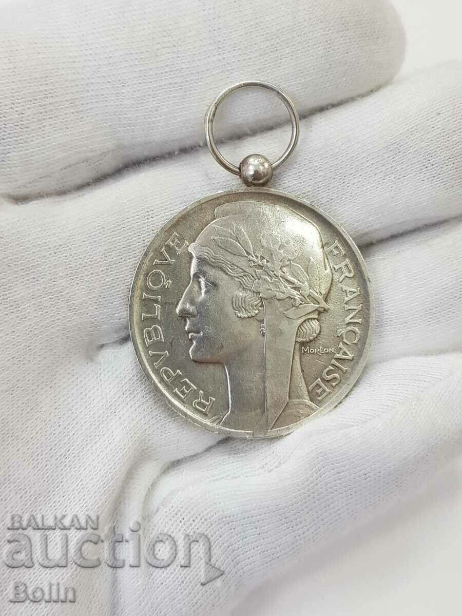 Auction  Rare French Air Work Silver Medal