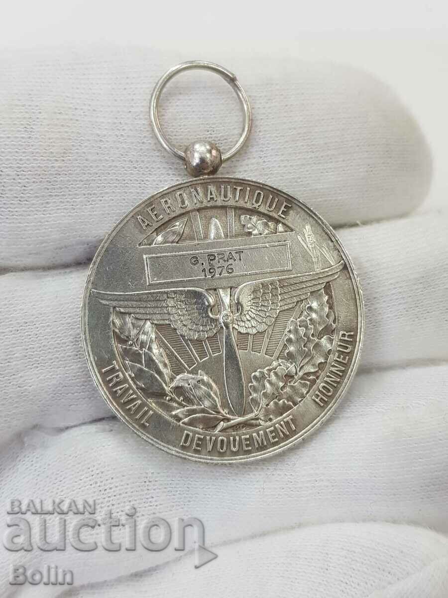 Rare French Air Work Silver Medal - 6