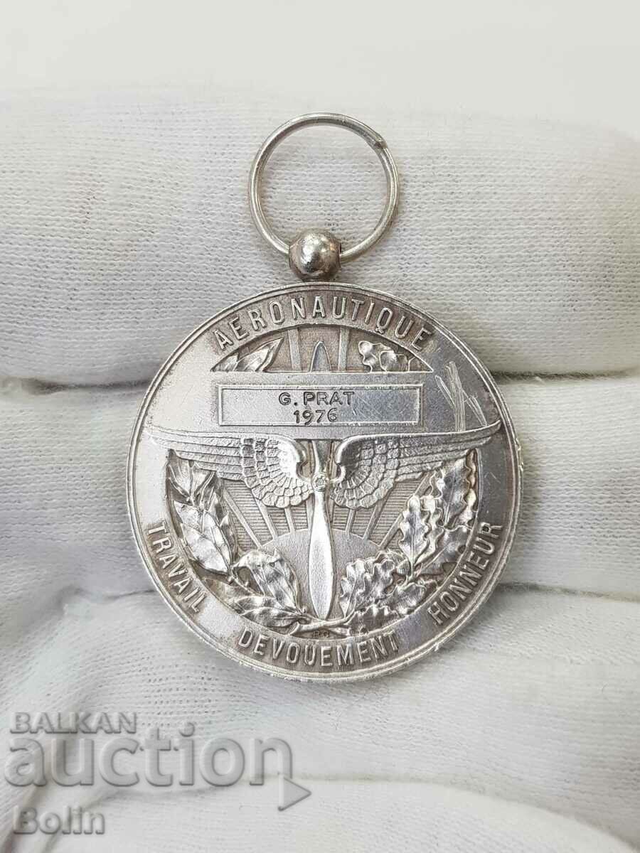 Rare French Air Work Silver Medal - 7