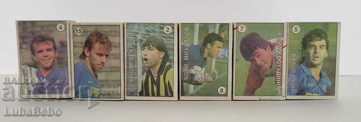 Bulgarian matches with images of football players and cars.