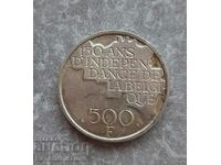 Възпоменателна сребърна монета 500 Francs 150 години...