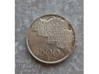 Commemorative silver coin 500 Francs 150 years...