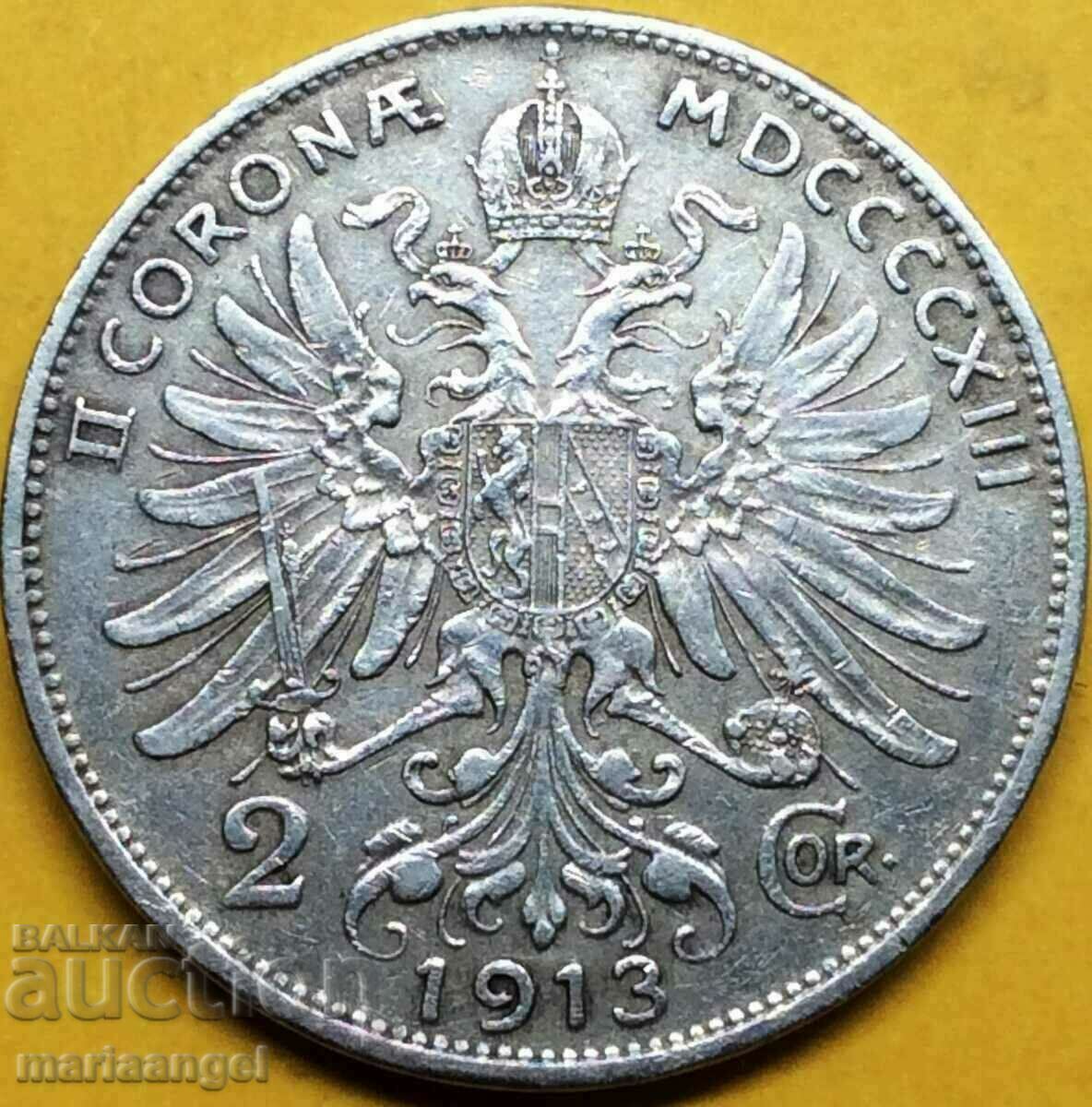 2 корона 1913 Австрия Франц Йозеф сребро