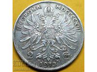 2 crowns 1913 Austria Franz Joseph silver
