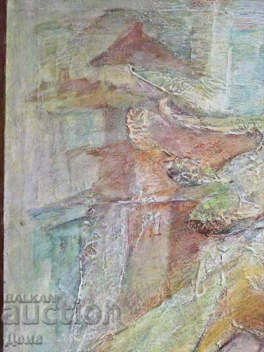 Licitație Un tablou interesant, mare, din anii 90.