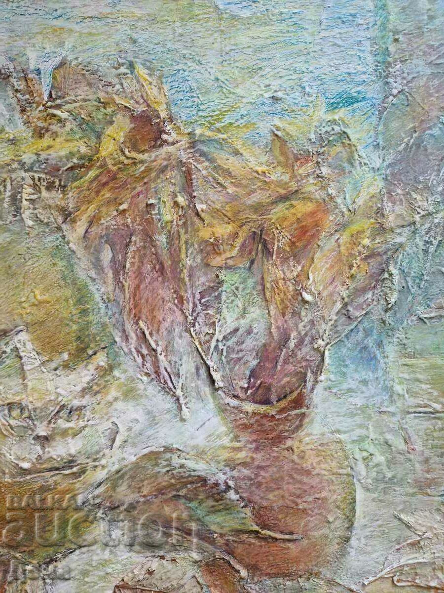 Delivery of An interesting, large painting from the 90s. Delivery of An interesting, large painting from the 90s.