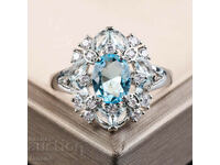 Δαχτυλίδι με ακουαμαρίνα και ζιργκόν