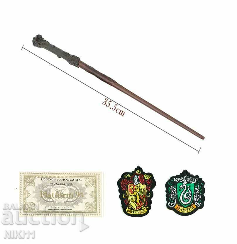 Магическа пръчка на Хари Потър + Билет + нашивки , Комплект