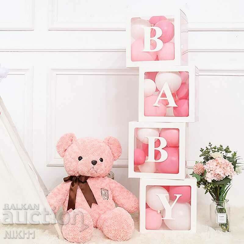 4 BABY boxes for decoration for a baby child, Box for balloons with price 32.00 BGN | € 16.36