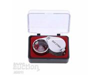 Folding pocket magnifier for coins jewelry 30 x magnification box