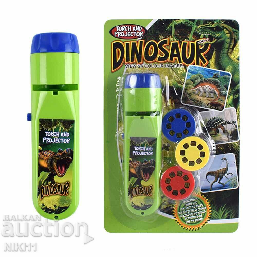 Lanterna cu proiector pentru copii cu dinozauri, 3 benzi